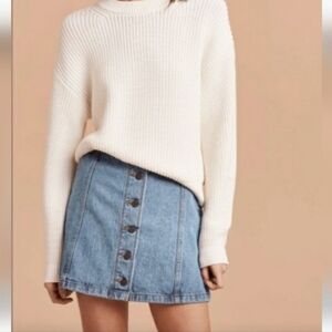 Wilfred Free Aritzia Button Front Denim Mini Skirt